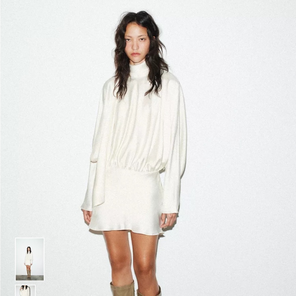 Zara NWT white satin scarf dress size small